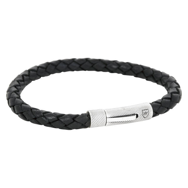 Sølv/läderArmbånd svart