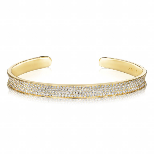 Feline Concavo - 18k Gullpläterad, med vita zirkoner  Armbånd