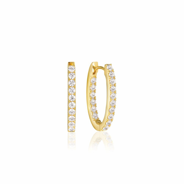 Ellisse Piccolo - 18k Gullpläterade, med vita zirkoner Øreringer