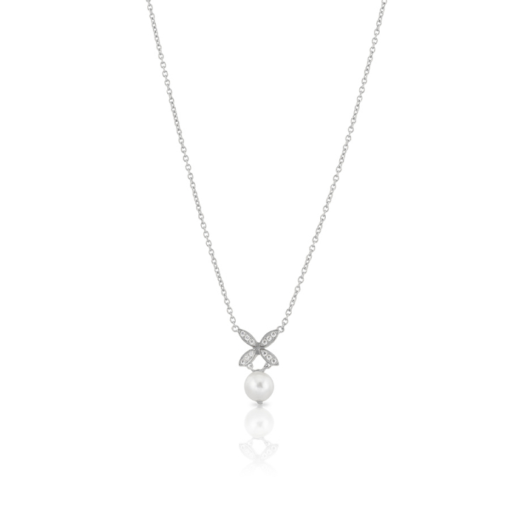 Ellipse mini pearl Necklace Silver i gruppen Halskjede / Sølvkjede hos SCANDINAVIAN JEWELRY DESIGN (s243)