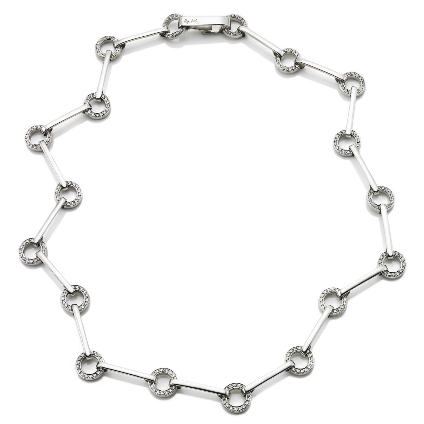 Ring Chain & Stars Halskjede Hvitt gull