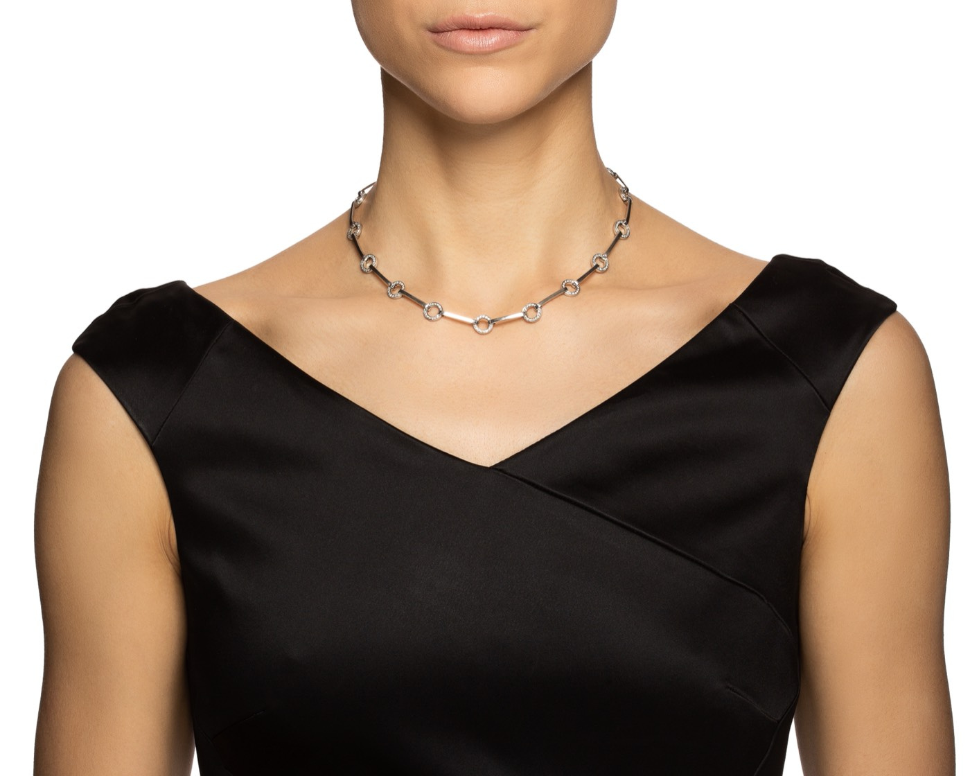 Ring Chain & Stars Halskjede Hvitt gull