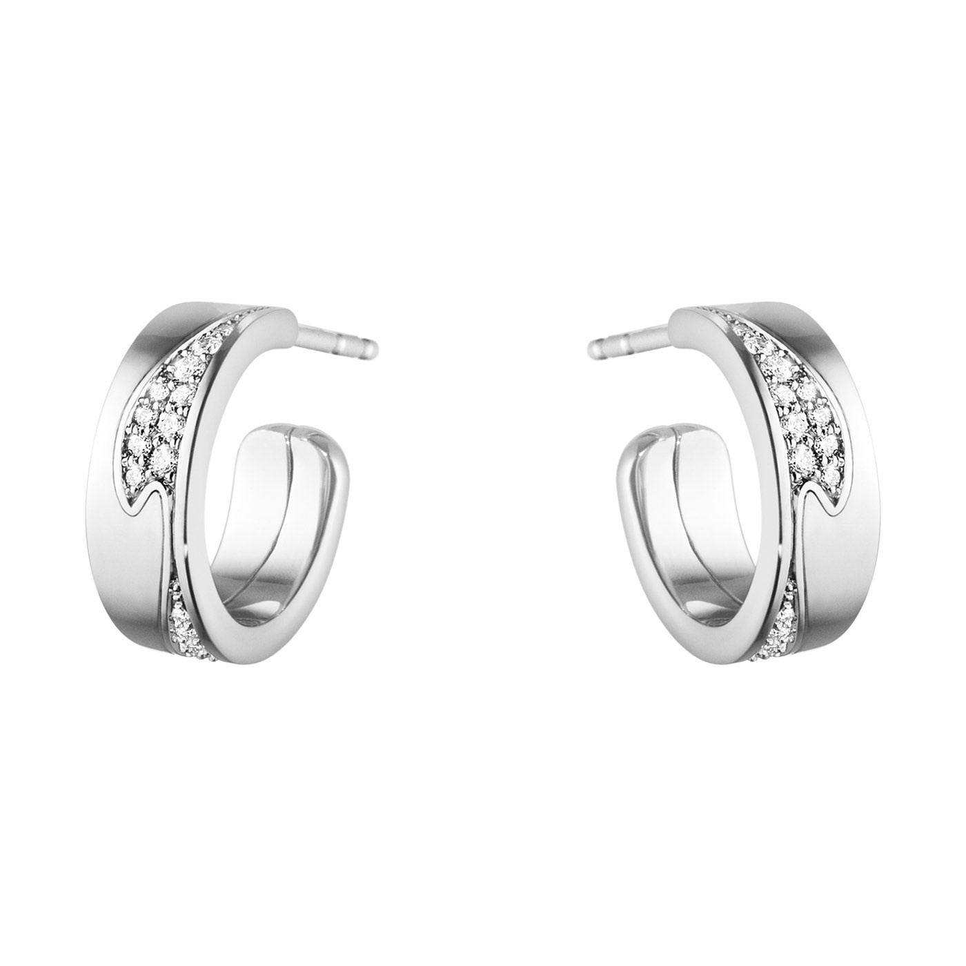 FUSION SMALL Øreringer Hvitt gull PAVÉ 0.18 CT
