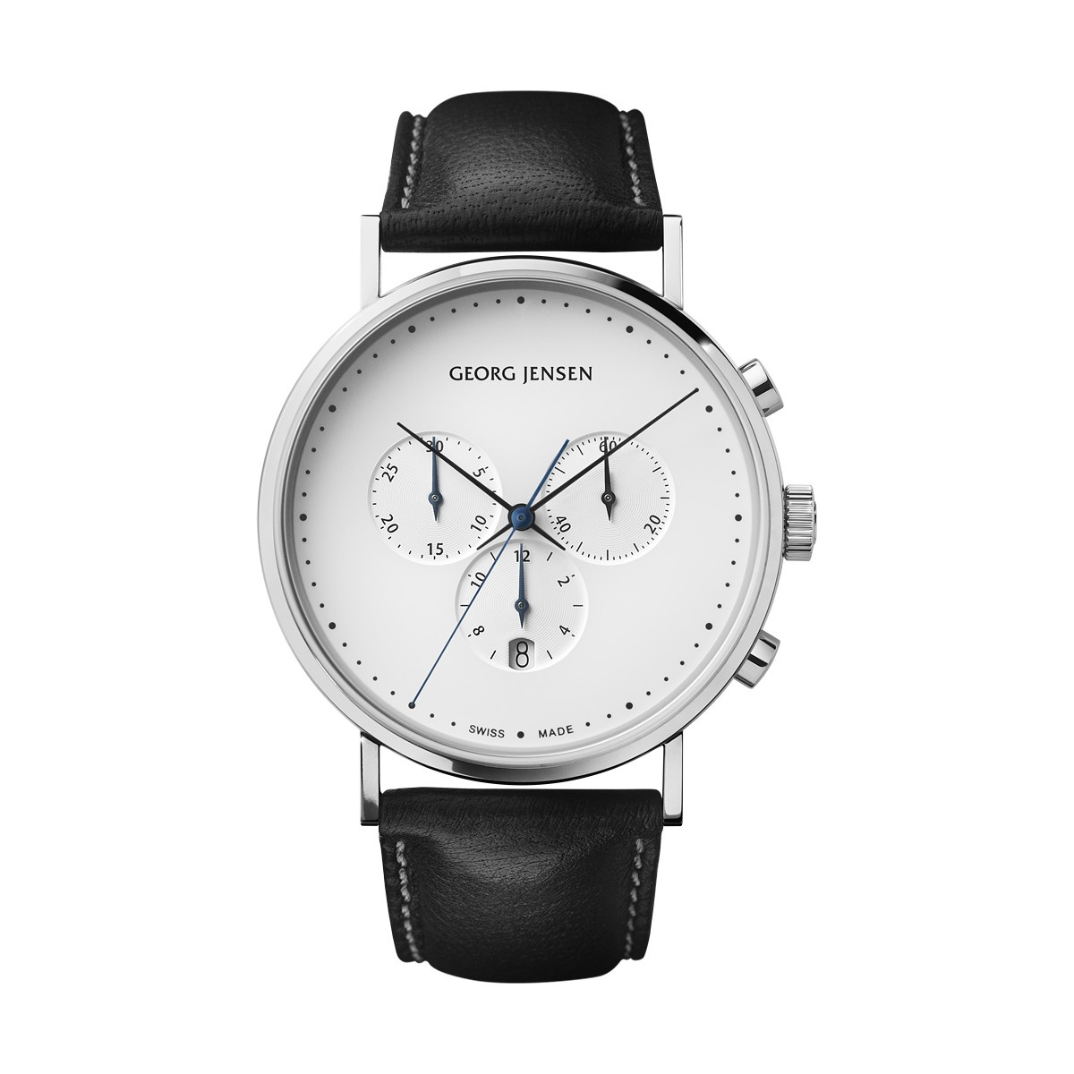 KOPPEL Klokke 41MM CHRONO QUARTZ, WHITE DIAL, BLACK CALF STRAP
