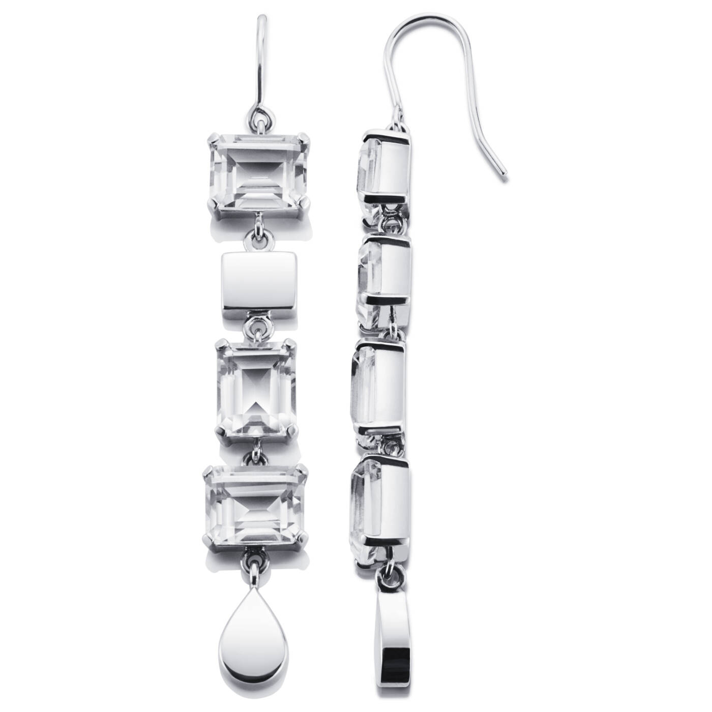 Crystal Fall - Clear Øreringer Sølv