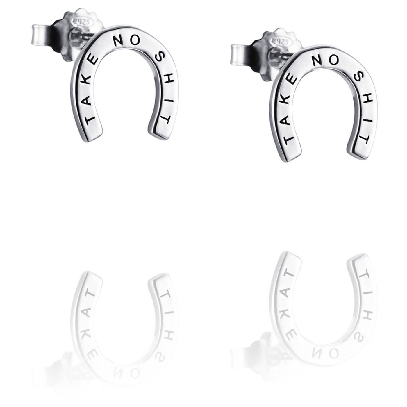 Take No Shit Øreringer Sølv