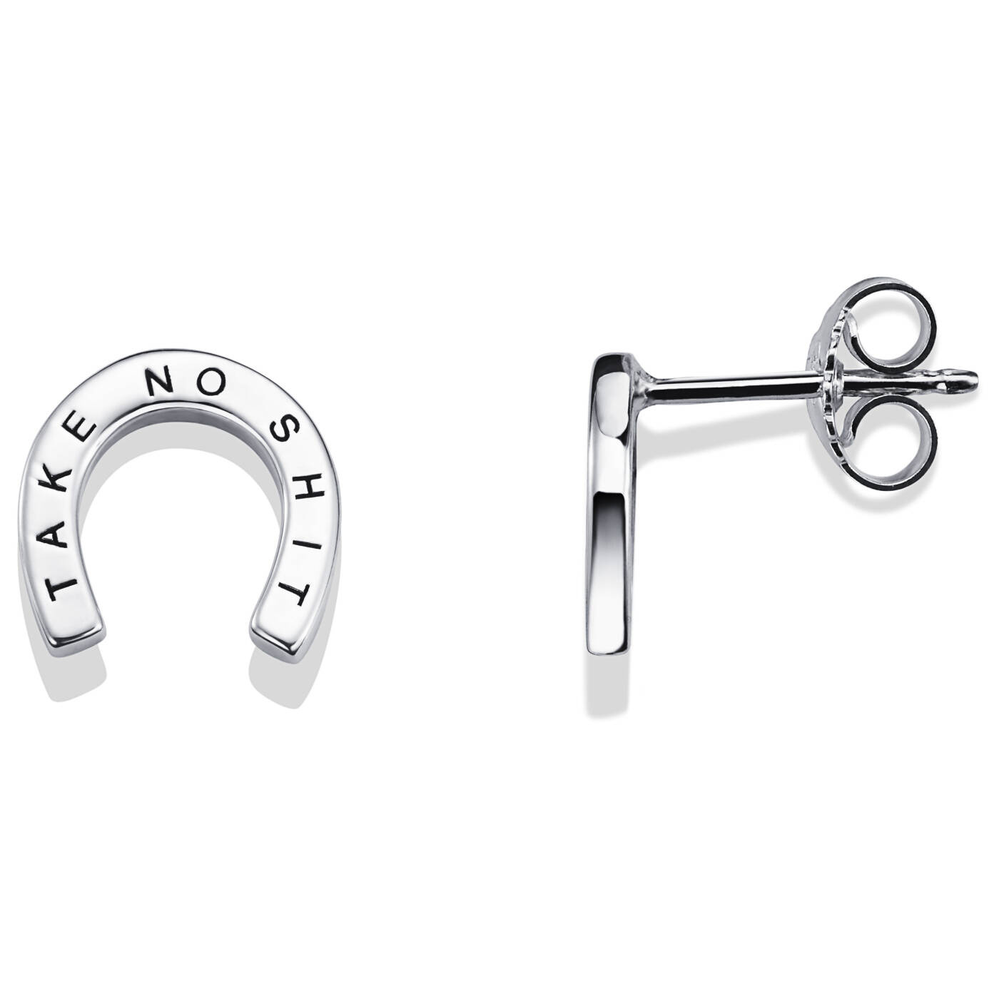 Take No Shit Øreringer Sølv