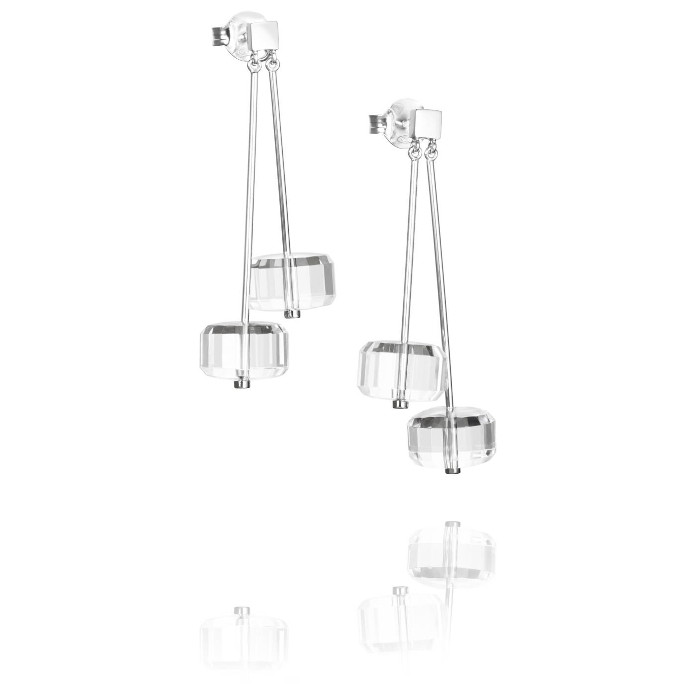 Crystal Disc Øreringer Sølv