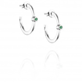Micro Blink Hoops - Green Emerald Øreringer Sølv