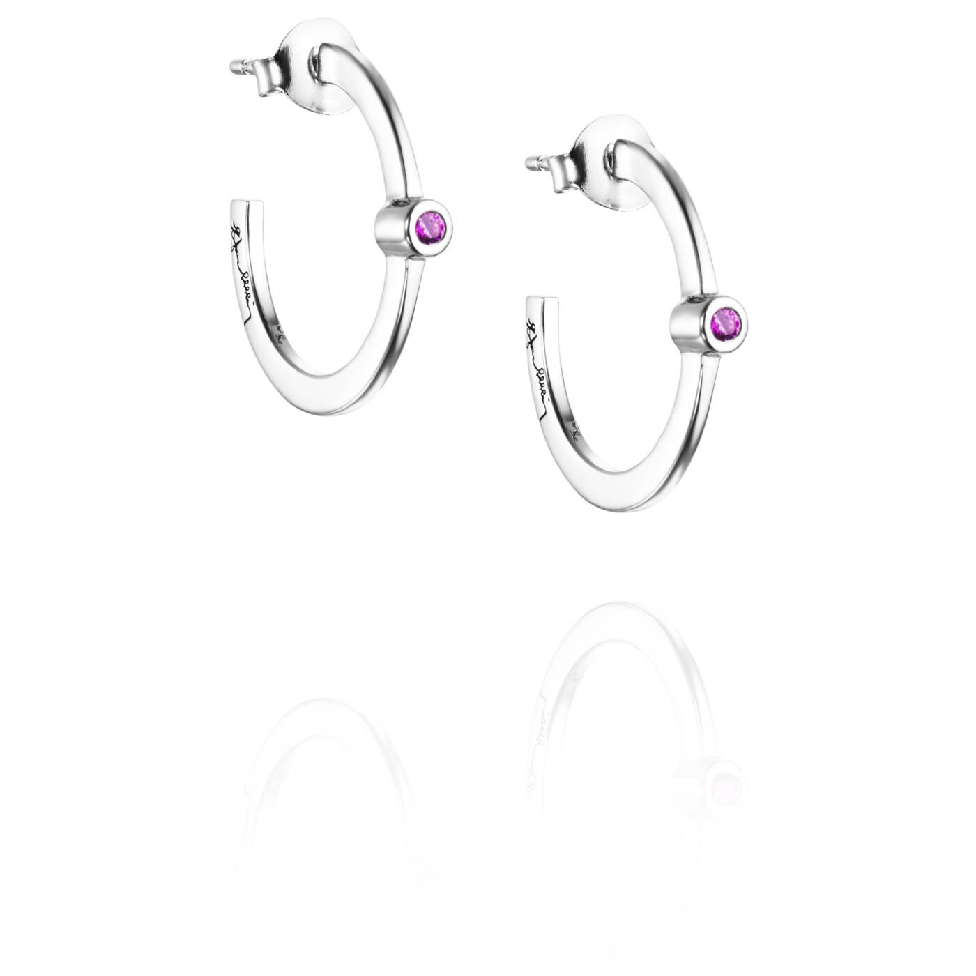 Micro Blink Hoops - Pink Sapphire Øreringer Sølv