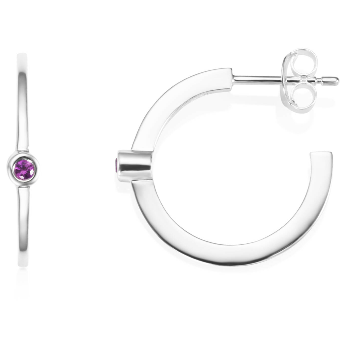 Micro Blink Hoops - Pink Sapphire Øreringer Sølv