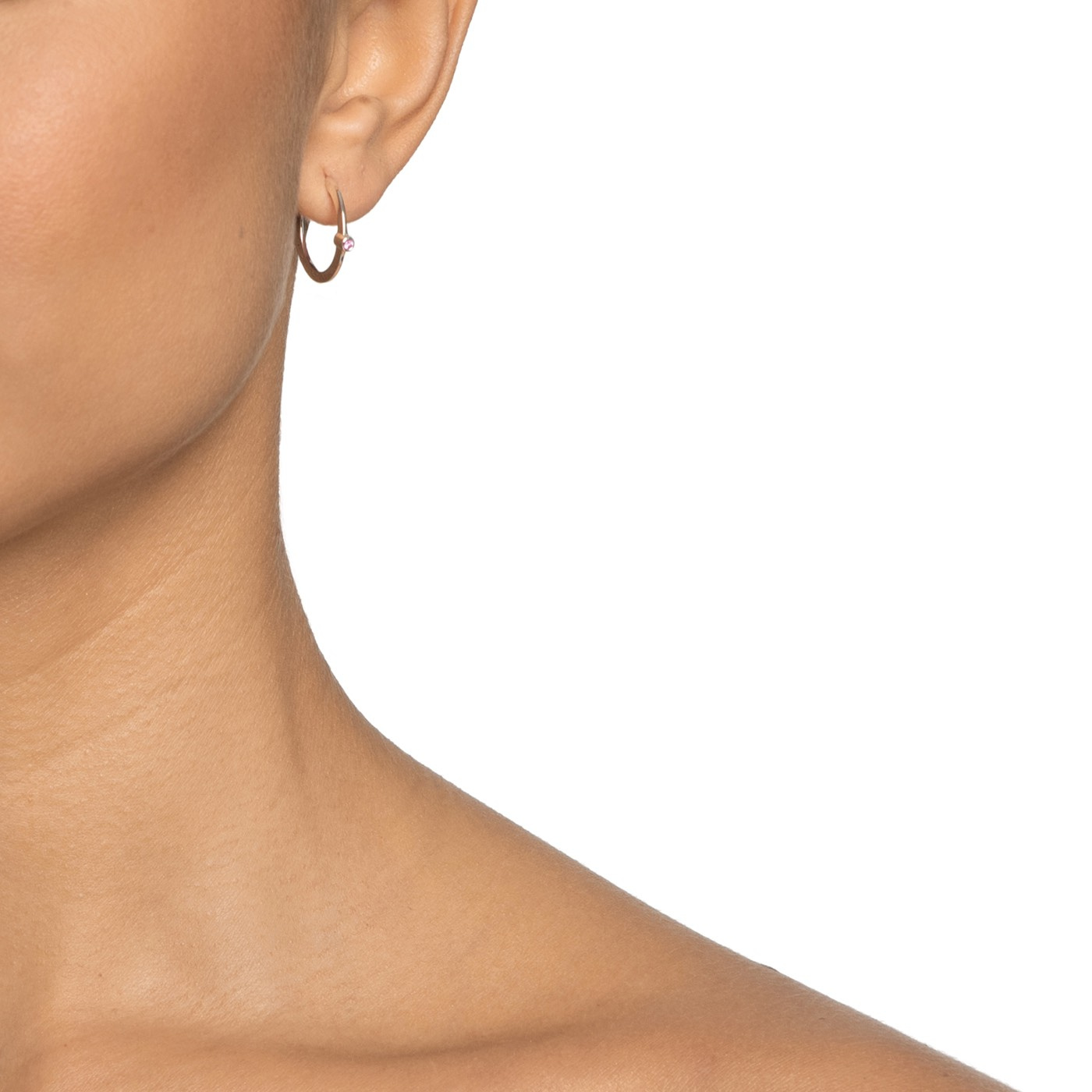 Micro Blink Hoops - Pink Sapphire Øreringer Sølv