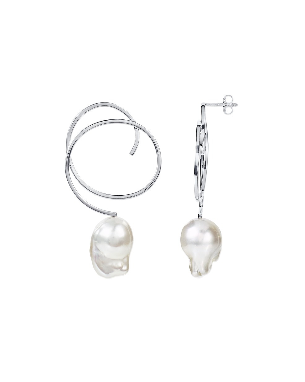 Curly Pearly Øreringer Sølv