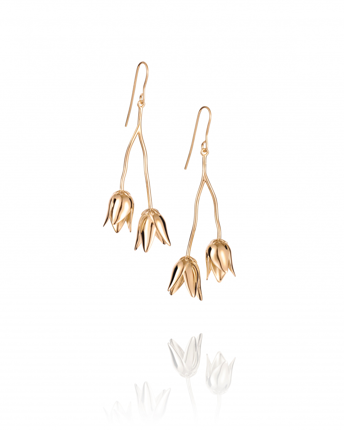 Helleborus Earrings Gold plated Silver