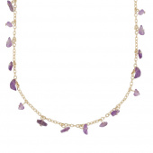 Capri stone charm neck gold purple 45 cm