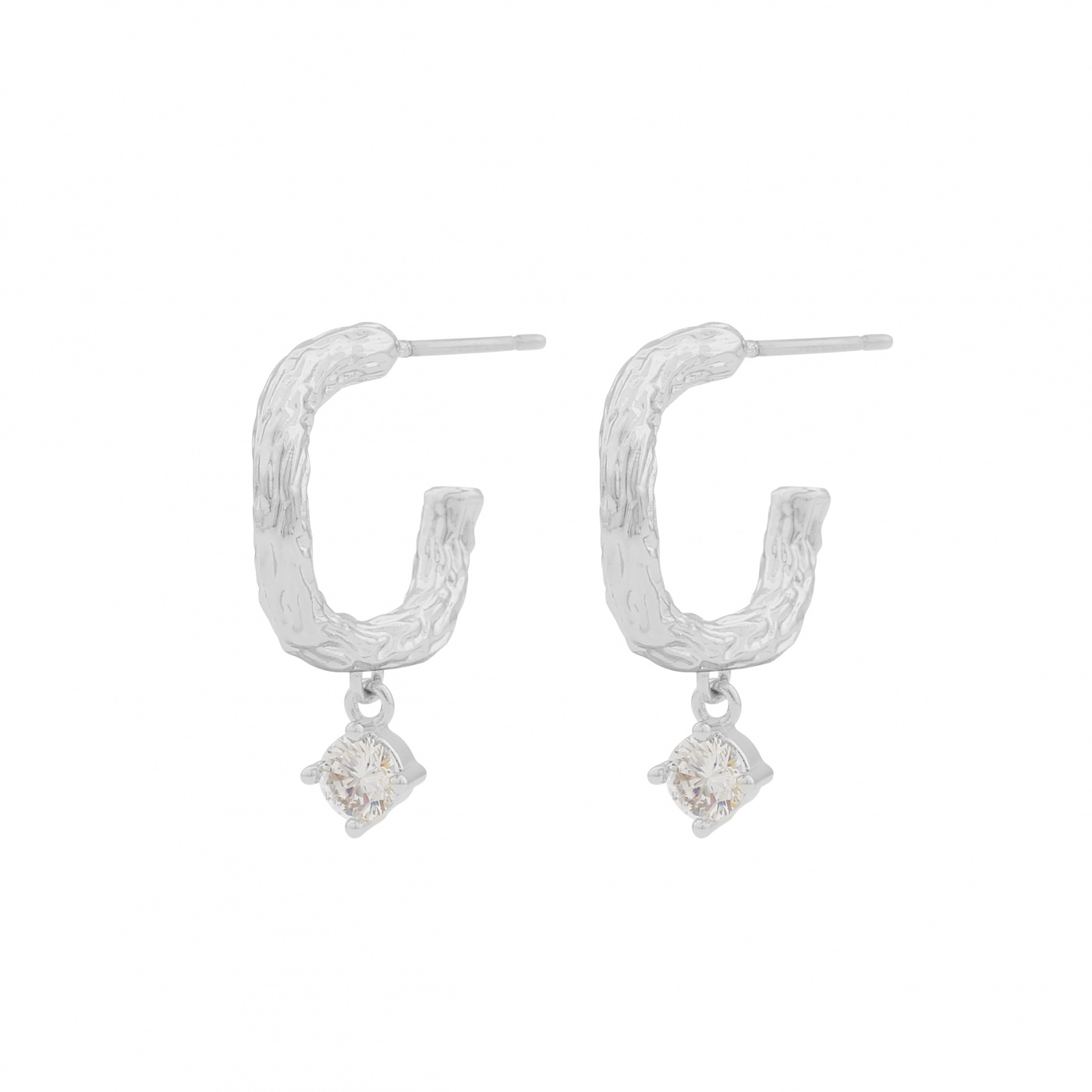 Oz oval pendant ear Sølv/clear-Onesize