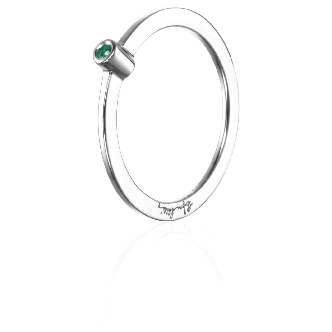 Micro Blink - Green Emerald Ring Sølv