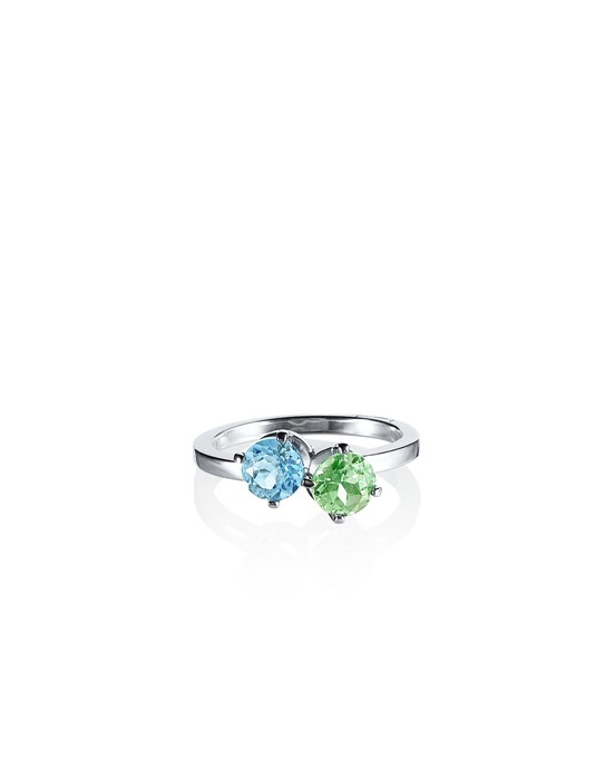 The Sea & I Ring Sølv Green Sapphire/Topaz 