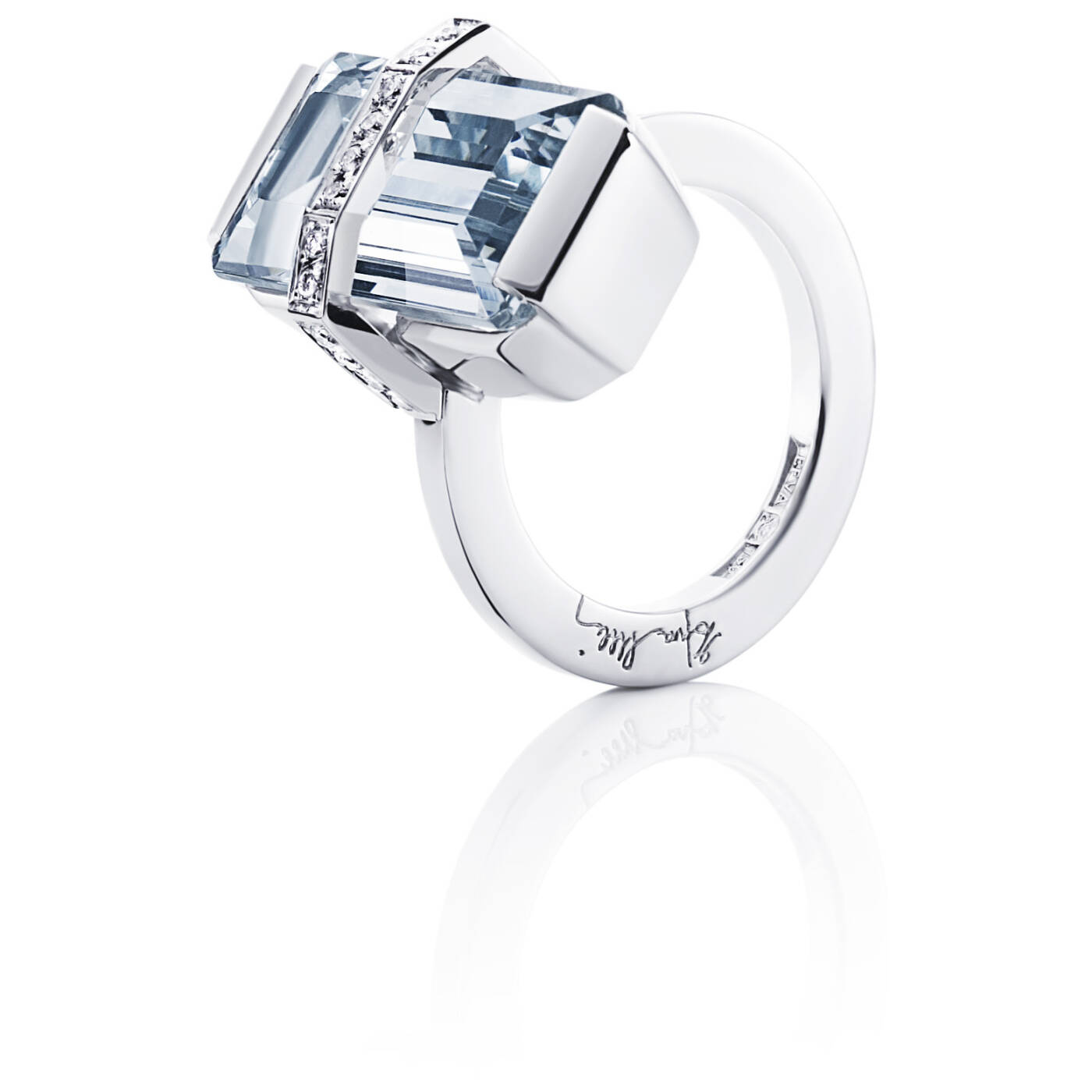 Bend Over - Aquamarine Ring Hvitt gull