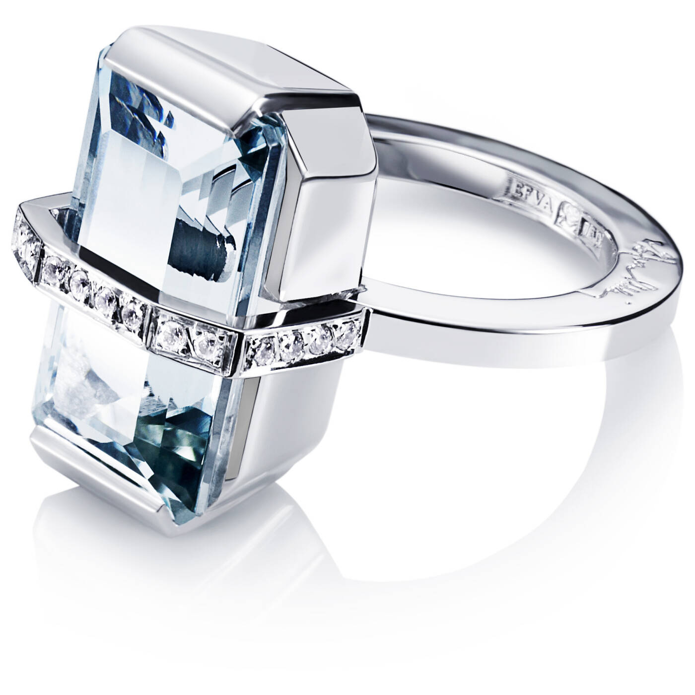 Bend Over - Aquamarine Ring Hvitt gull