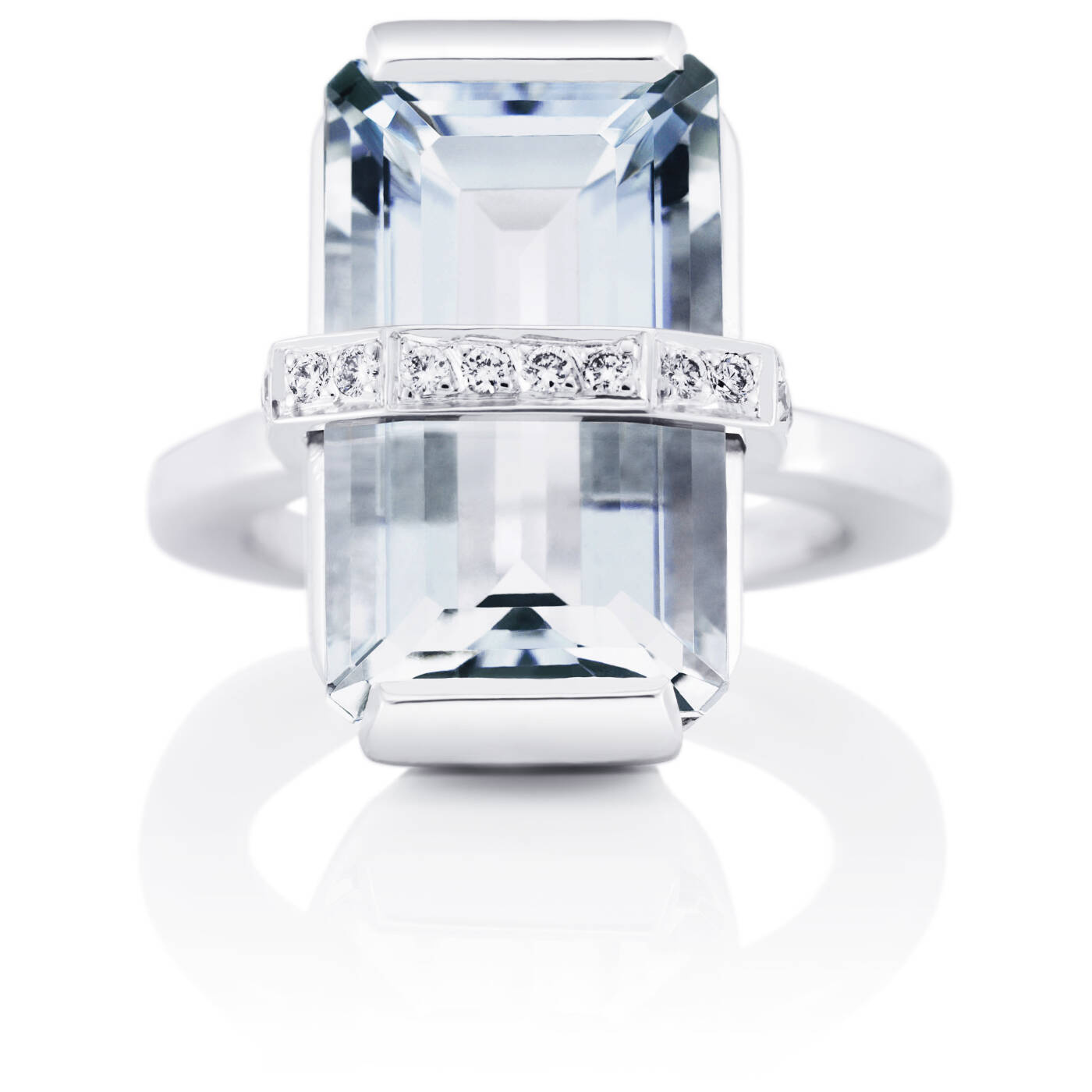 Bend Over - Aquamarine Ring Hvitt gull