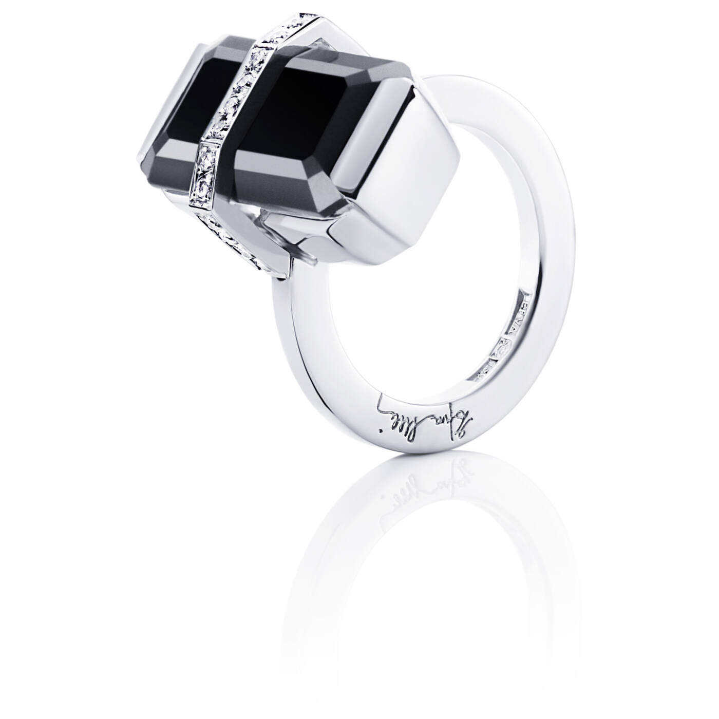 Bend Over - Onyx Ring Hvitt gull