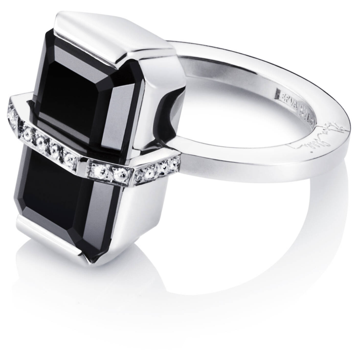 Bend Over - Onyx Ring Hvitt gull