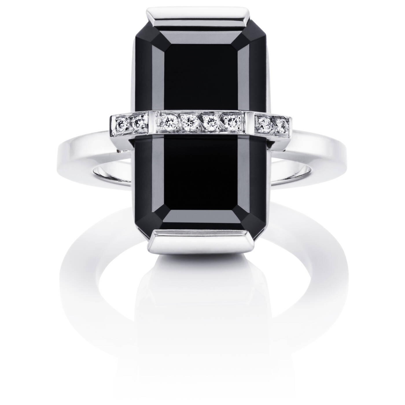 Bend Over - Onyx Ring Hvitt gull