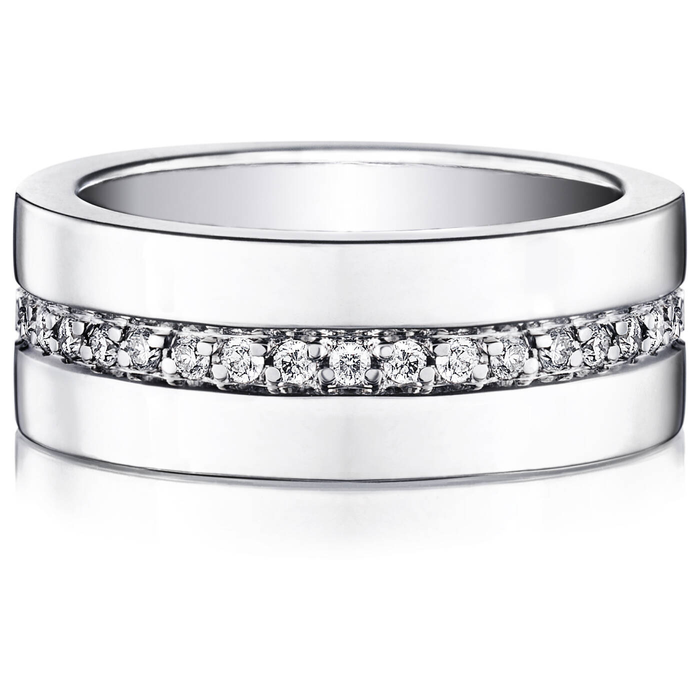 Wide & Stars Ring Hvitt gull