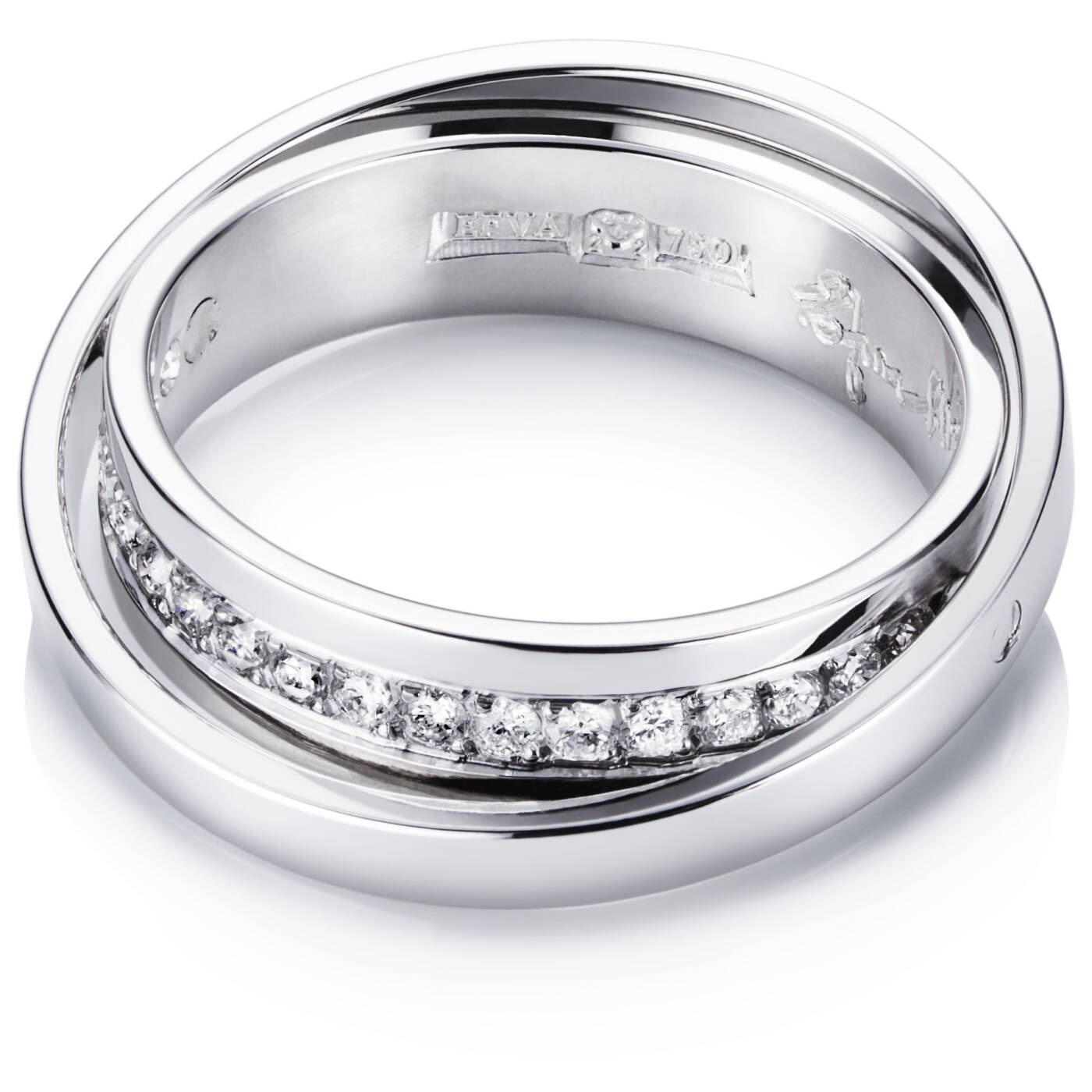 Two Of Us & Stars Ring Hvitt gull