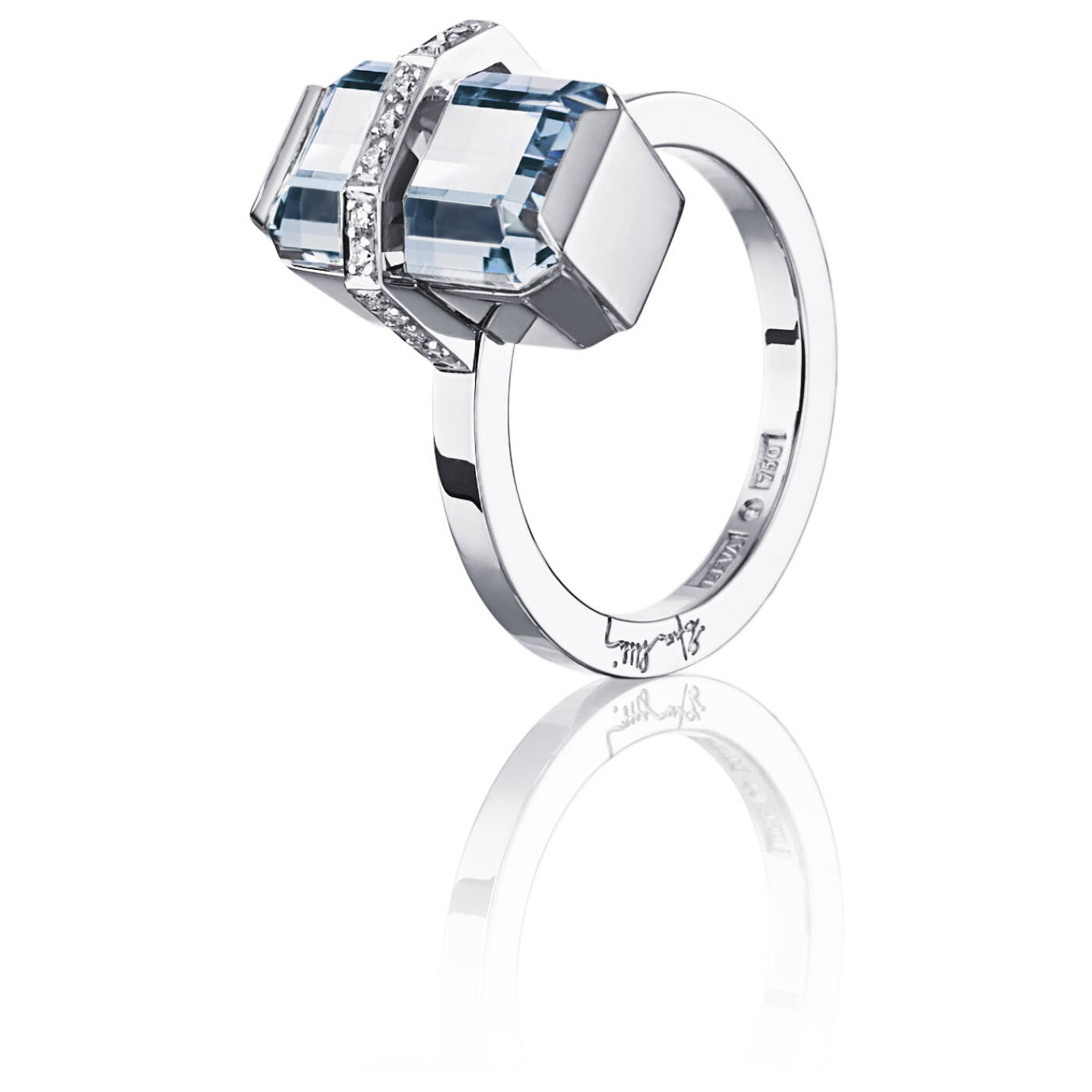 Little Bend Over - Aquamarine Ring Hvitt gull