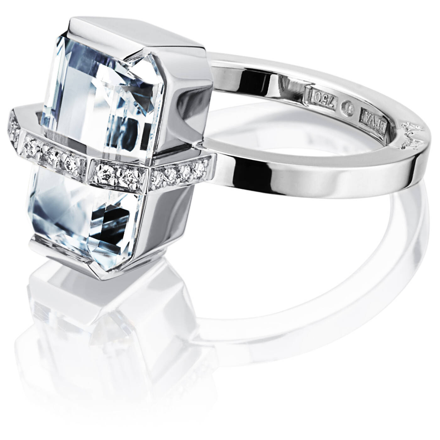 Little Bend Over - Aquamarine Ring Hvitt gull