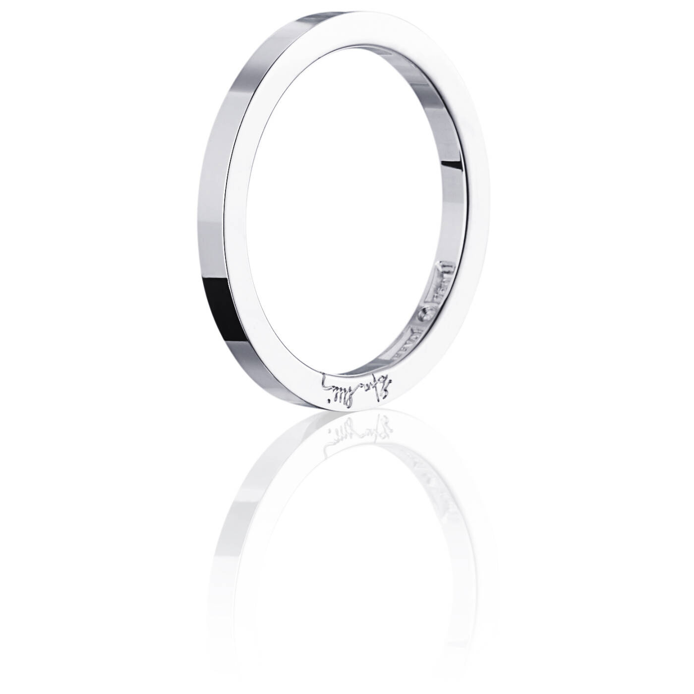Plain & Signature Thin Ring Hvitt gull