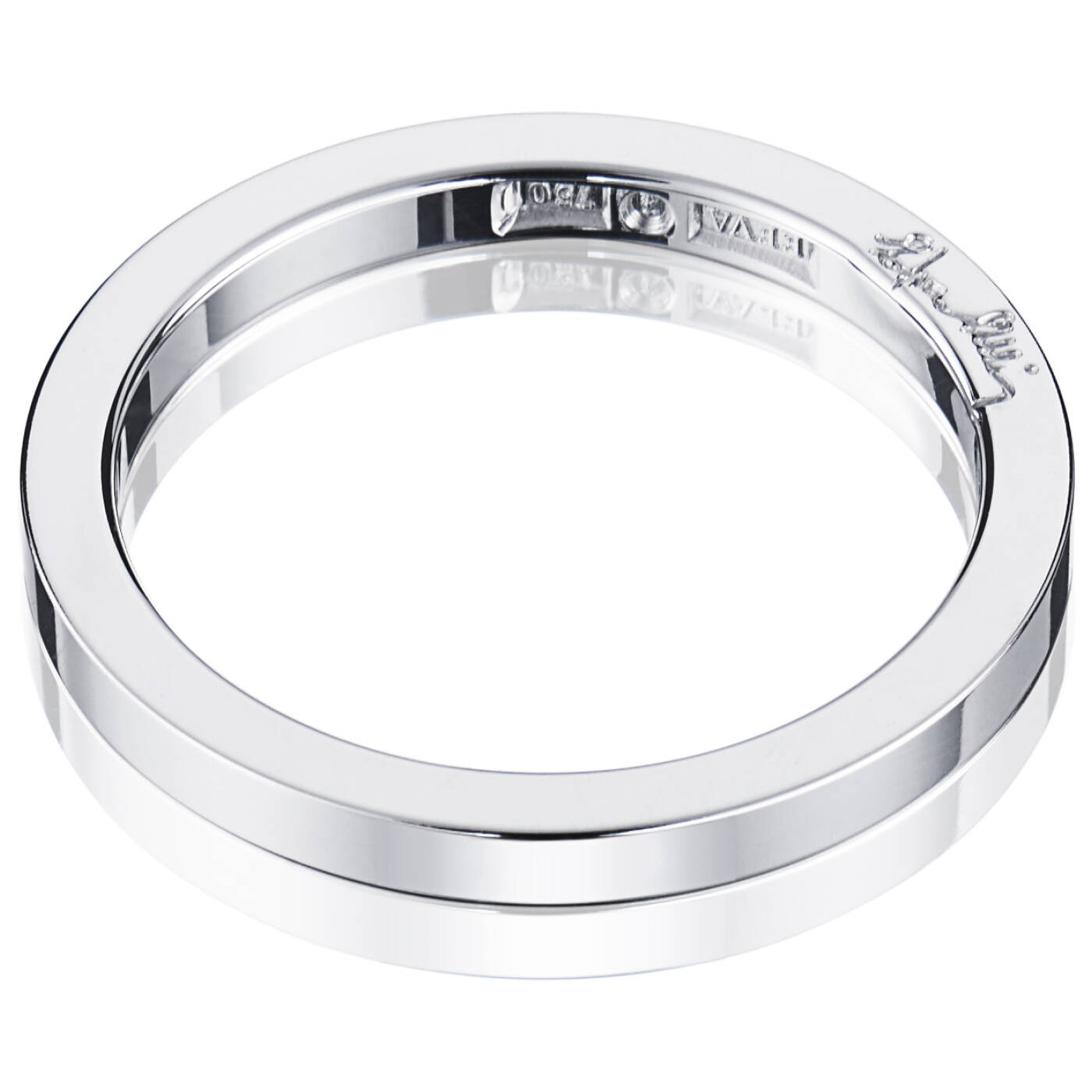 Plain & Signature Thin Ring Hvitt gull