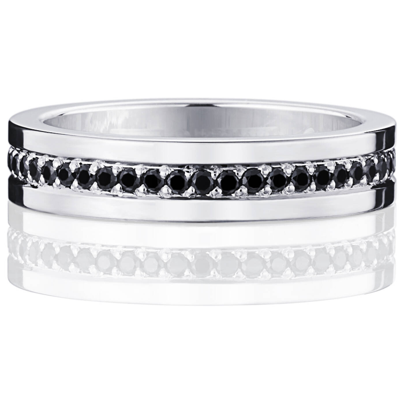 4½ & Black Stars Ring Hvitt gull