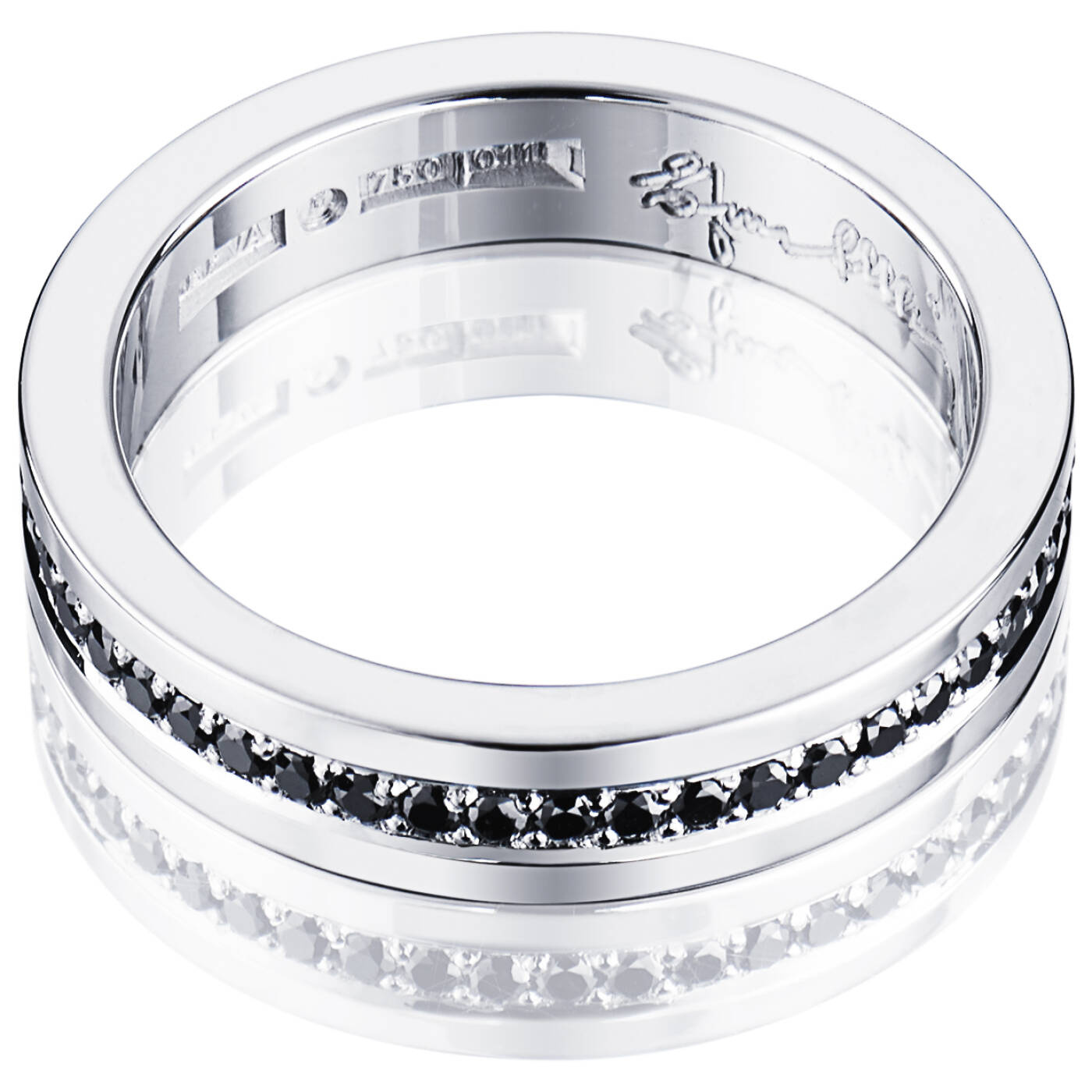 4½ & Black Stars Ring Hvitt gull