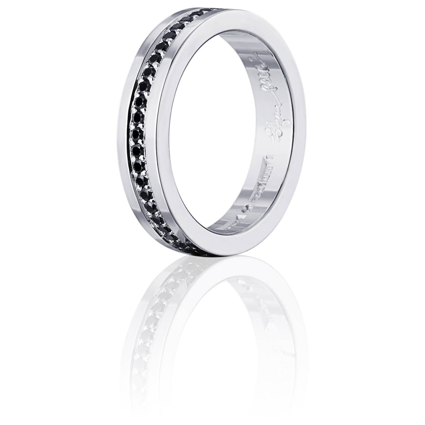 4½ & Black Stars Ring Hvitt gull