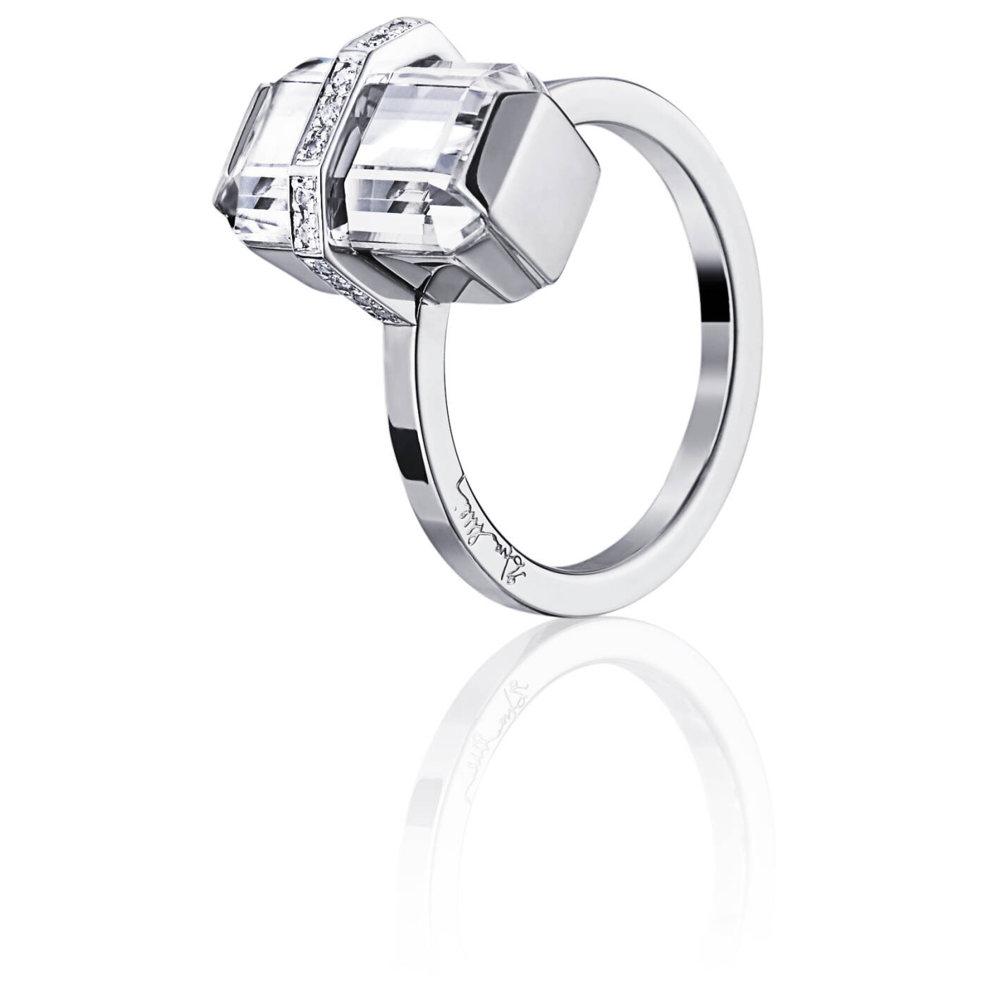 Little Bend Over - Crystal Quartz Ring Hvitt gull