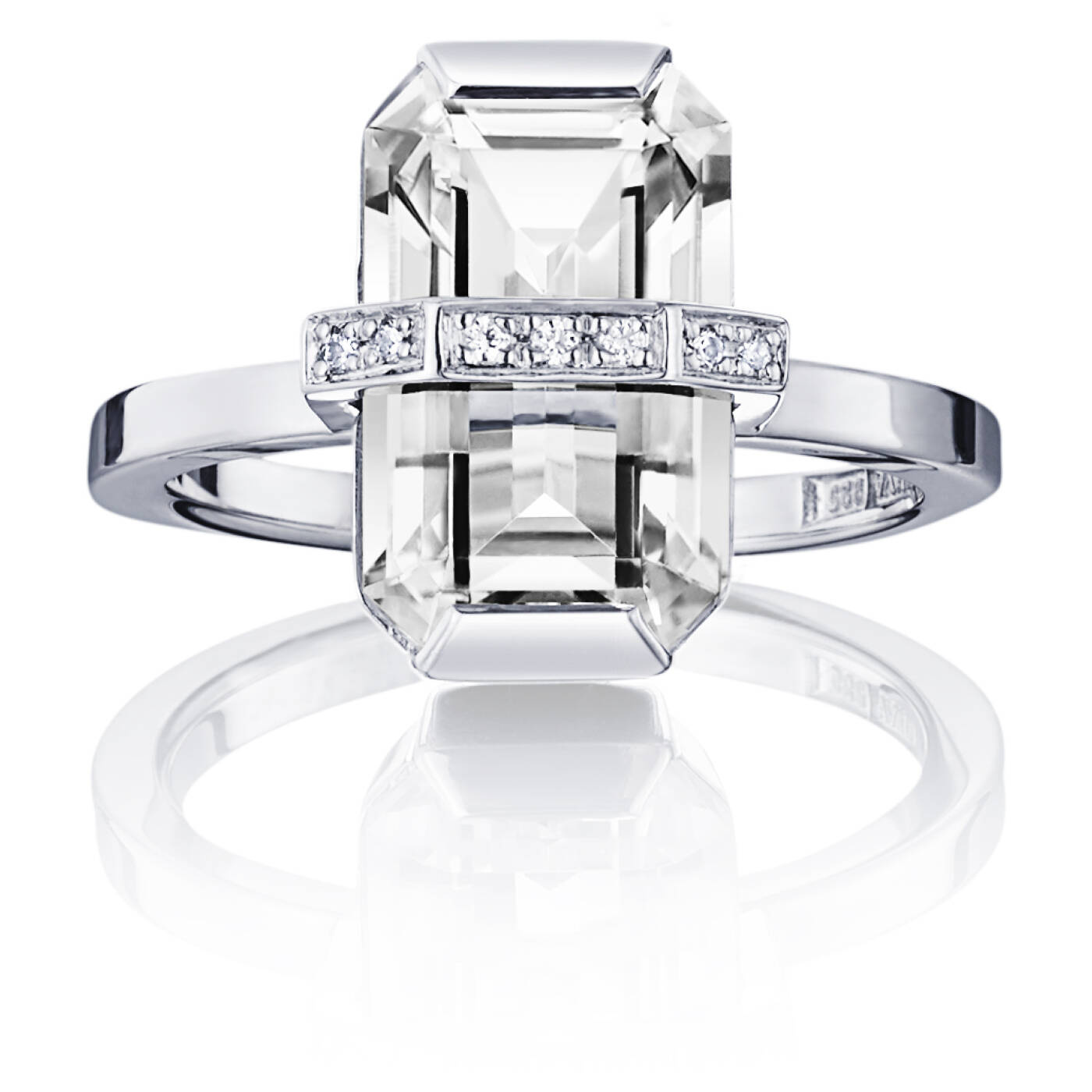 Little Bend Over - Crystal Quartz Ring Hvitt gull