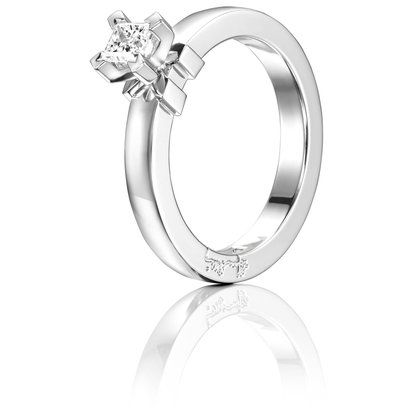 Dolce Hvite Princess 0.30 ct diamant Ring Hvitt gull