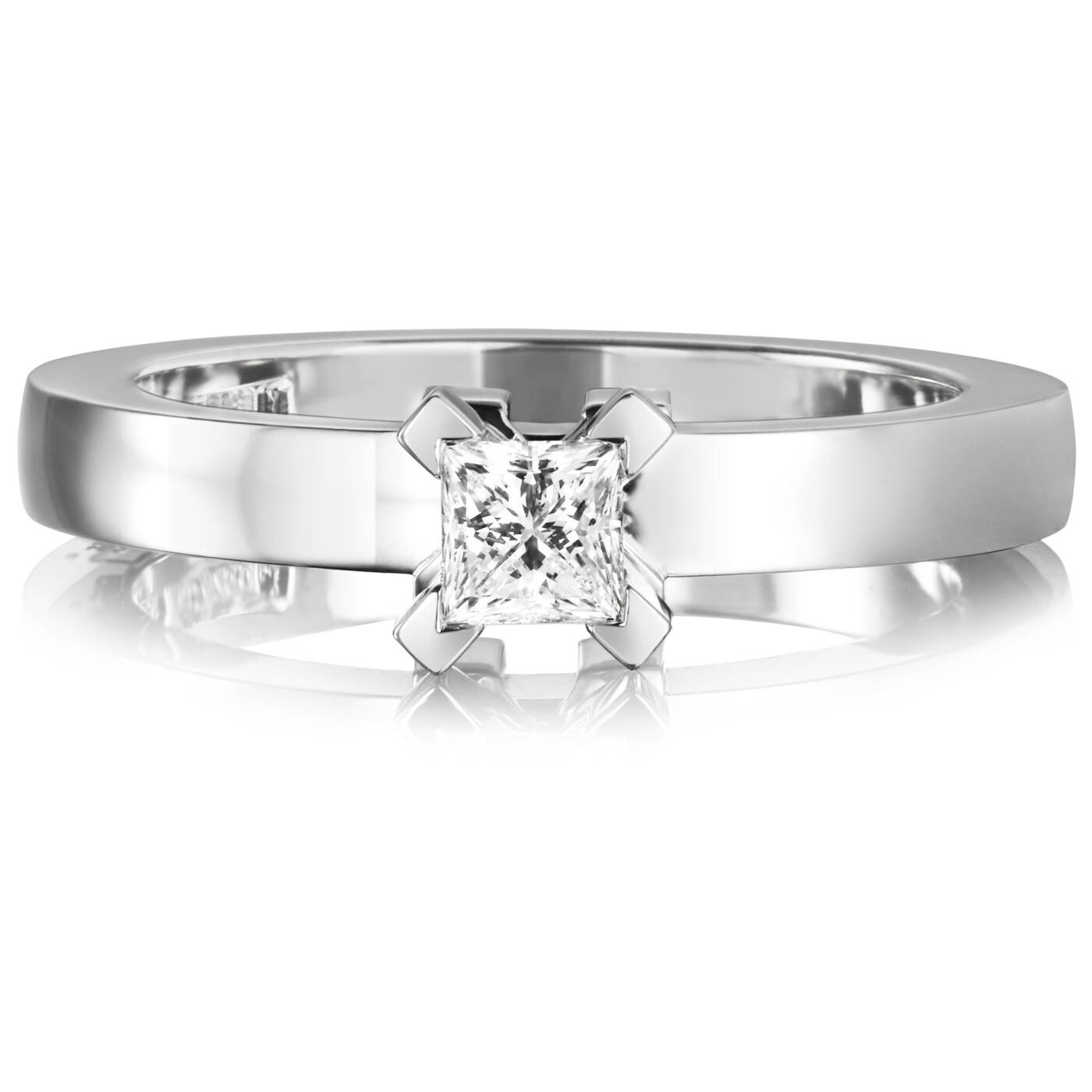 Dolce Hvite Princess 0.30 ct diamant Ring Hvitt gull