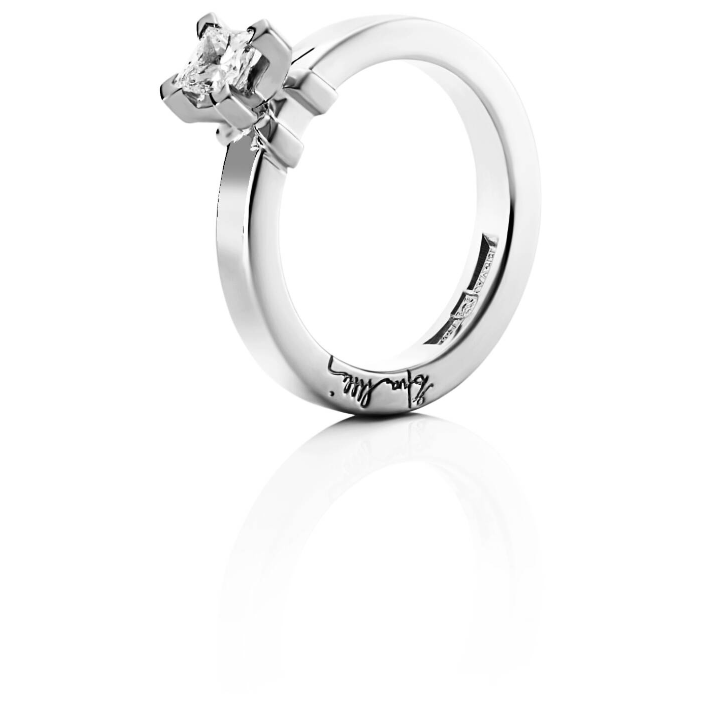 Dolce Hvite Princess 0.40 ct diamant Ring Hvitt gull