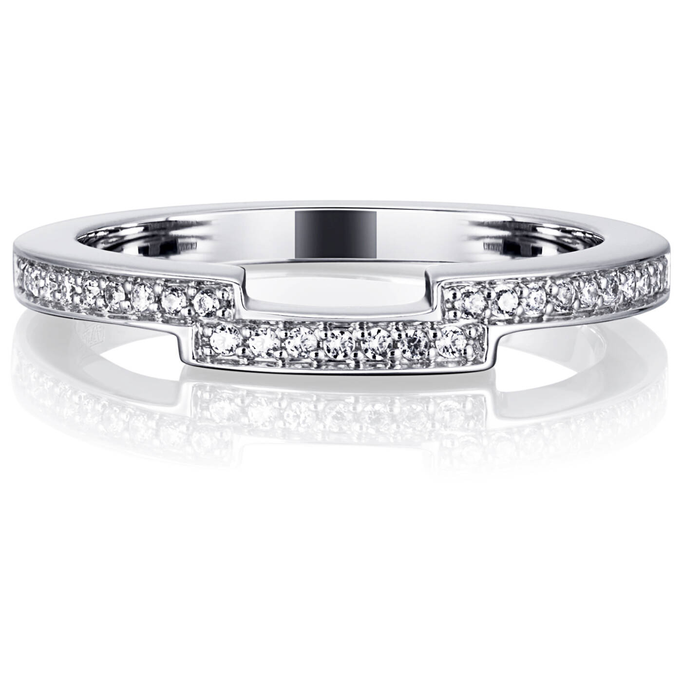 Deco Thin Ring Hvitt gull