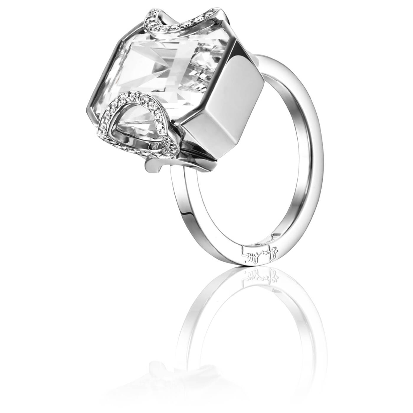 Little Magic Star - Crystal Quartz Ring Hvitt gull