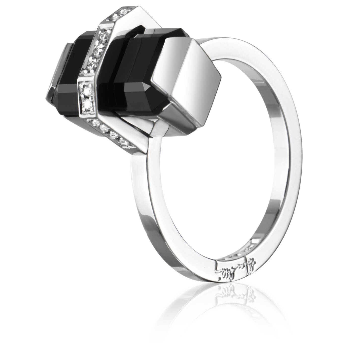 Little Bend Over - Onyx Ring Hvitt gull