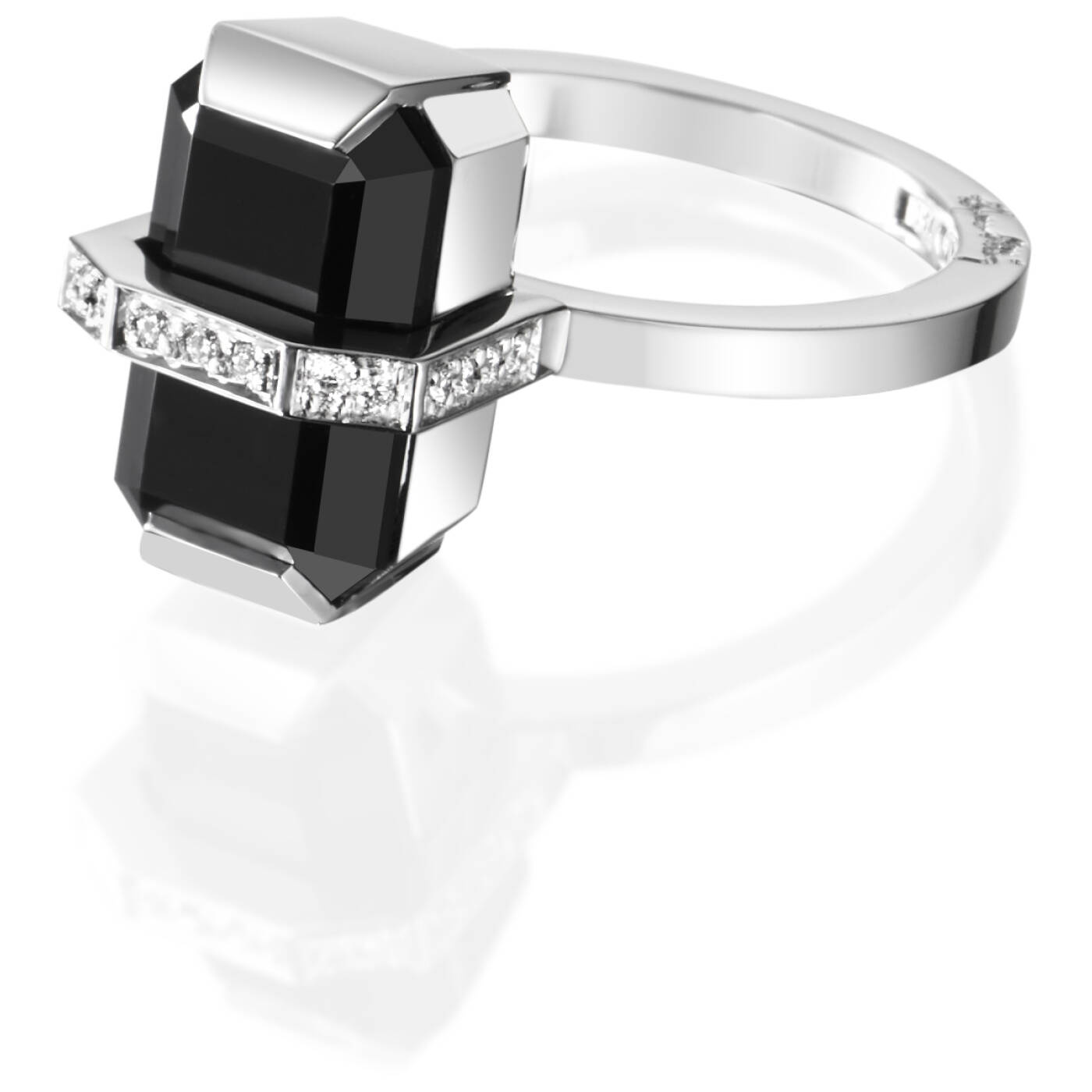 Little Bend Over - Onyx Ring Hvitt gull