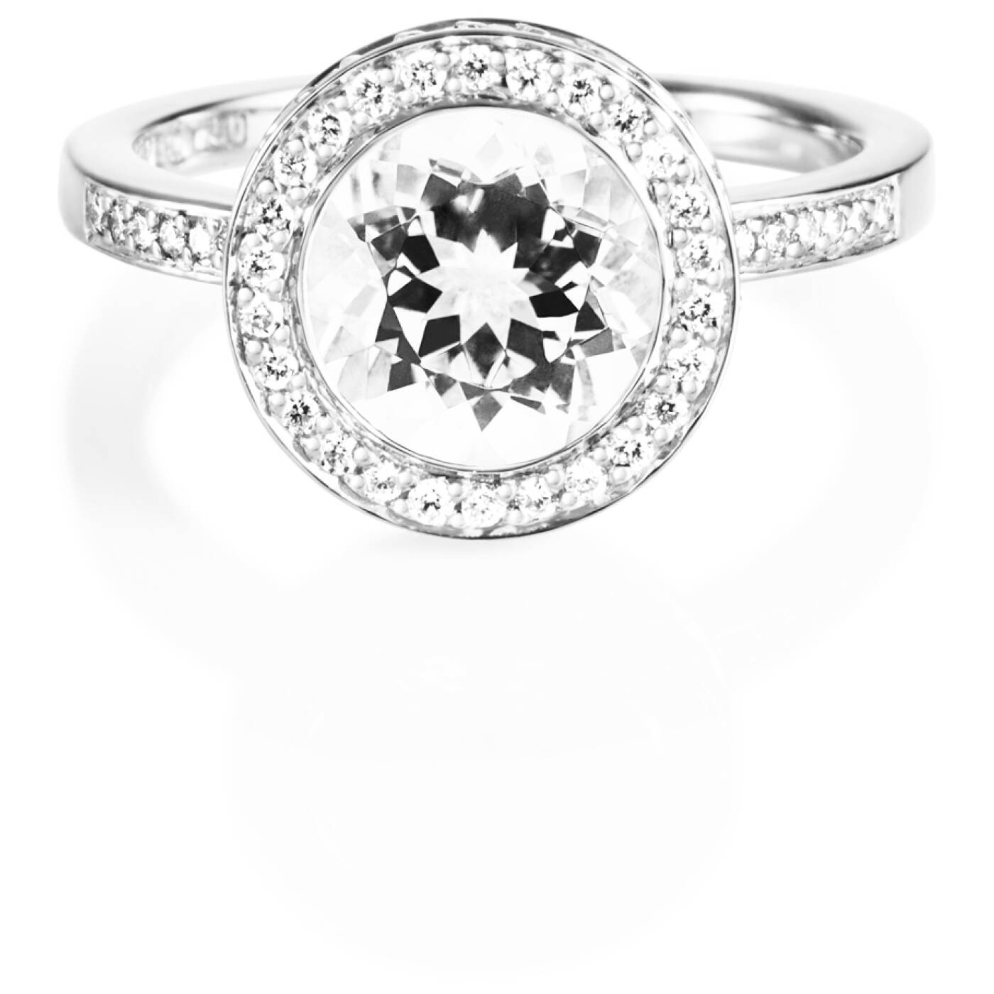 Halo - Crystal Quartz Ring Hvitt gull