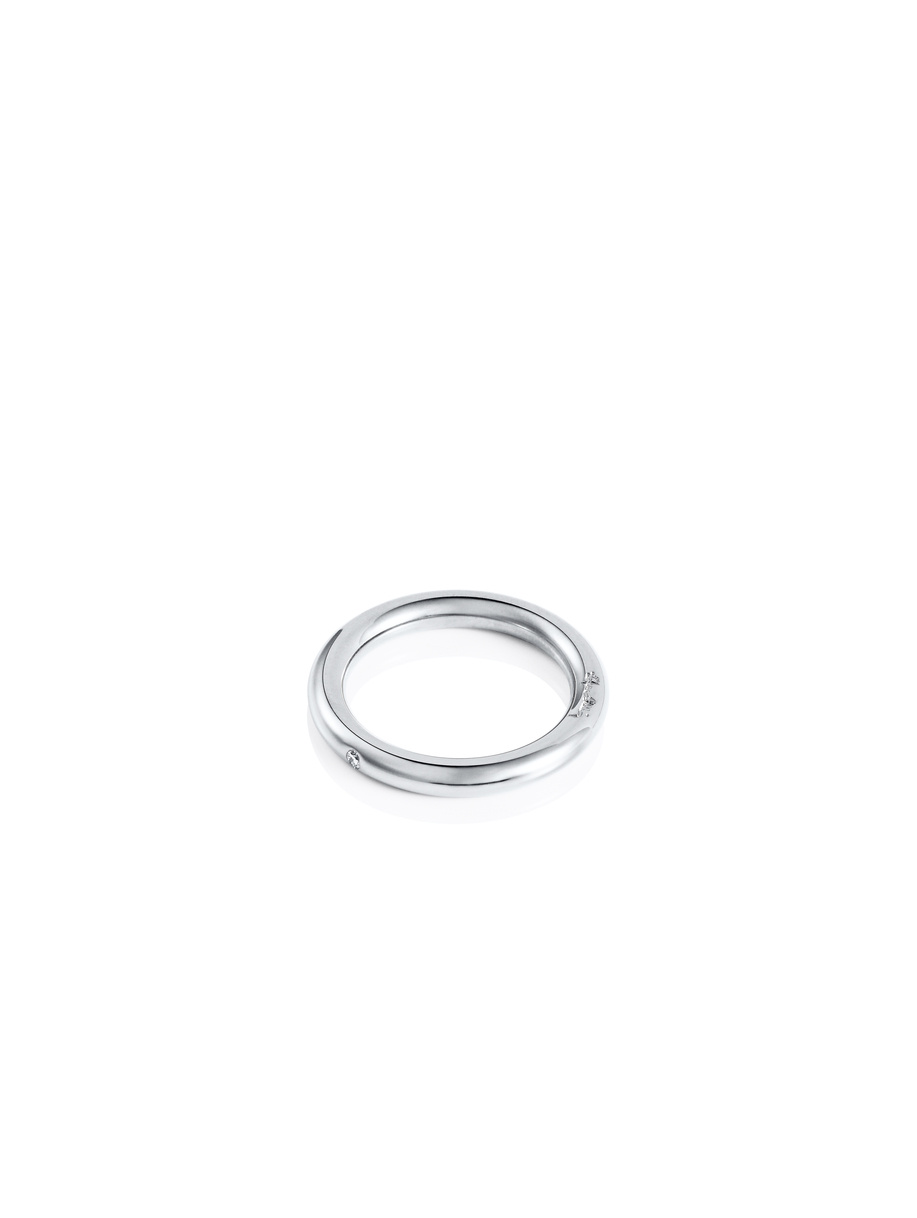 One Love & Stars Thin Ring Hvitt gull