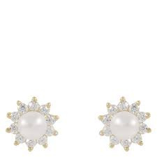 Line pearl Earrings Gold