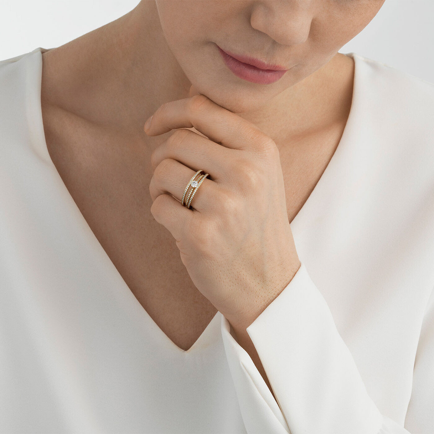 HALO SOLITAIRE Ring FULL PAVE 0.77 ct Gull